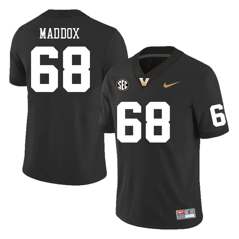 Vanderbilt Commodores #68 Barrett Maddox College Football Jerseys Sale Stitched-Black